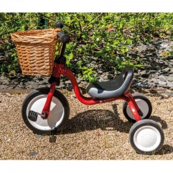 Fahrradkorb für Kinder in natürlichem Wicker mit vorderem Lenkerriemen