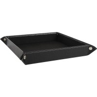 Corbeille de bureau en simili croco noir, corbeille à courrier pliable carrée
