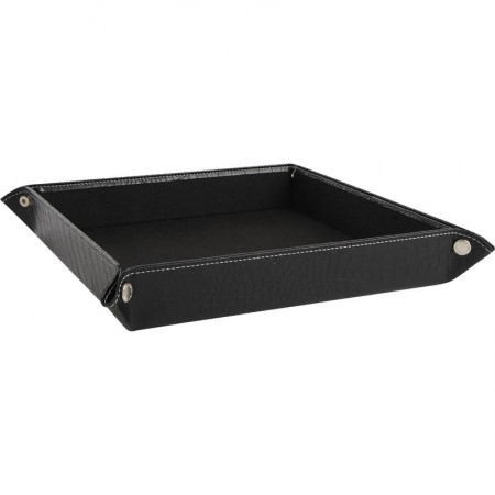 Corbeille de bureau en simili croco noir, corbeille à courrier pliable carrée