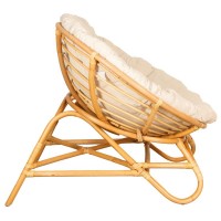 Poltrona papasan redonda com pernas e almofada de rattan