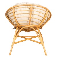 Round papasan armchair with rattan legs and cushion