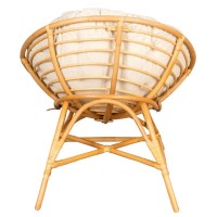 Sillón de ratán natural redondo de Papasan con cojín mullido - Asiento cómodo y Boho Chic Deco