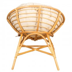 Round papasan armchair with rattan legs and cushion