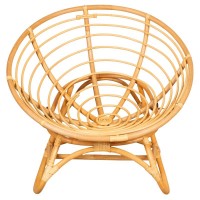 Poltrona papasan rotonda con gambe in rattan e cuscino