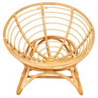 Papasan Pyöreä luonnollinen rottinki-nojatuoli, jossa on pehmeä tyyny - mukava istuin ja boho chic deco