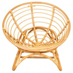 Round papasan armchair with rattan legs and cushion