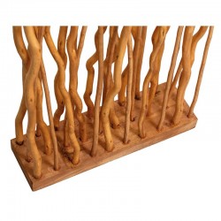 Décoration séparateur de pièce paravent sur socle en bois + 52 tiges en osier