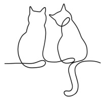 Decoração de parede 2 gatos sentado em metal preto: bate-papo de design de escultura de parede para sala de estar, entrada e qua