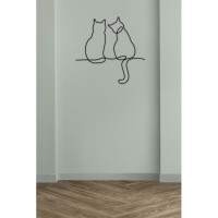 Decoração de parede 2 gatos sentados em metal