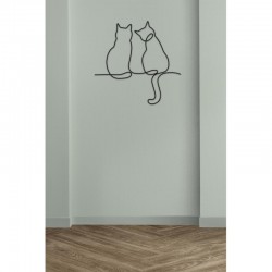 Decoración de pared 2 gatos sentados en metal