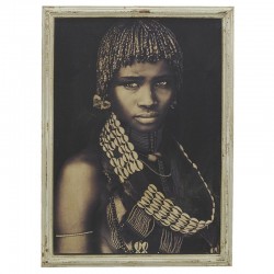 Portrait femme africaine Tableau cadre mural en bois vieilli