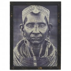 Portrait homme africaine, Tableau cadre mural en bois vieilli