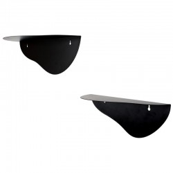 Series of 2 black lacquered metal wall shelves