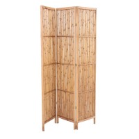 Paravent 3 panneaux en bambou structure en bois de pin