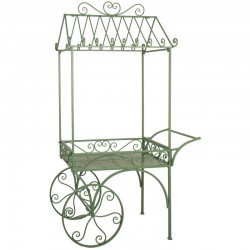 Grönlackerad metallpresentationsvagn för trädgård, restaurang och butik