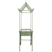 Grönlackerad metallpresentationsvagn för trädgård, restaurang och butik