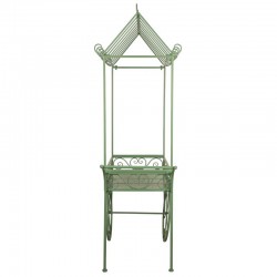 Green lacquered metal presentation cart for garden, restaurant and shop