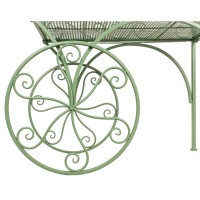Green lacquered metal presentation cart for garden, restaurant and shop