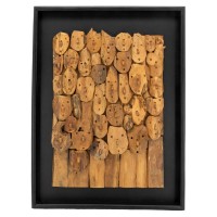 Modern sculpture painting characters in recycled teak "Family"