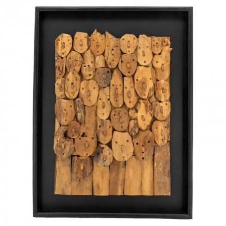 Modern sculpture painting characters in recycled teak "Family"