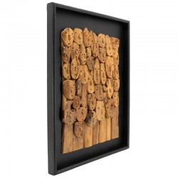 Modern sculpture painting characters in recycled teak "Family"