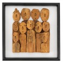 Modern sculpture painting characters in recycled teak "Family"