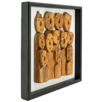 Modern sculpture painting characters in recycled teak "Family"