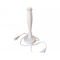 Vit träplantad lampa fot H 40 cm, fotbordslampa, fot för träbäddslampa