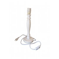 Pied de lampe à poser en bois blanc patiné H 40 cm, pied lampe de table, pied pour lampe de chevet en bois