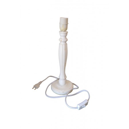 Vit träplantad lampa fot H 40 cm, fotbordslampa, fot för träbäddslampa