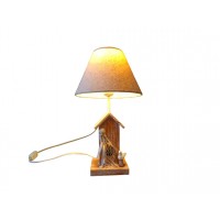 Houten bedlamp vissershuis met beige dagschaduw tafellamp decoratie zeestijl strand