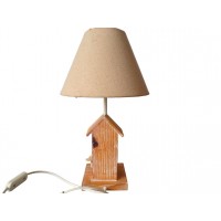 Holz Nachtlampe Angeln Hütte mit beige Lampenschirm Tischleuchte mit Pose Stil Marine Dekoration Meerseite