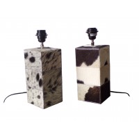 Pair of table lamp to pose feet and lampshade in cow skin, modern bedside lamp, lighting office living room