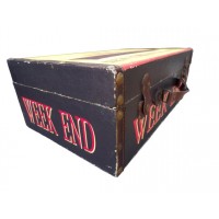 Vintage 1940 Vanha puu matkalaukku 1940 "New York South Hampton", muinainen koriste, höyrysauna sisustus