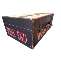 Vintage 1940 Stare Wood Walizka 1940 "Nowy Jork South Hampton", starożytna dekoracyjna walizka, parowa wystrój