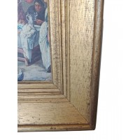 Malowanie druku na kartonie "Festsans świąteczny" scena XVIII wieku znaków podpisała Gillis Van Tilborgh