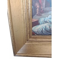 Maalaus painatus pahville "Festsans Festive" kohtaus 1800-luvun hahmot allekirjoittivat Gillis Van Tilborgh