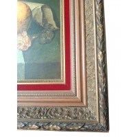 Stary obraz olejny na binoitacie Peter Panel Mets, owoce i szkło na stole / martwa natura