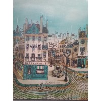 Painting painting on canvas signed Robert Scott XX - Parisienne city scene