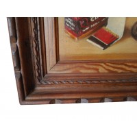 Taulukko Vanha öljymaalaus kankaalle Allekirjoitettu L. Gisquet Nature Still Carafe lasipaketti savukkeiden tuhkakuppi