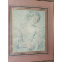 Porträt Lithographie Junge Frau mit ihren Händen gekreuzt - Peter Paul Rubens (1577-1640)