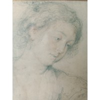 Porträt Lithographie Junge Frau mit ihren Händen gekreuzt - Peter Paul Rubens (1577-1640)