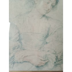 Lithographie portrait Jeune femme aux mains croisées - Peter Paul Rubens (1577-1640)