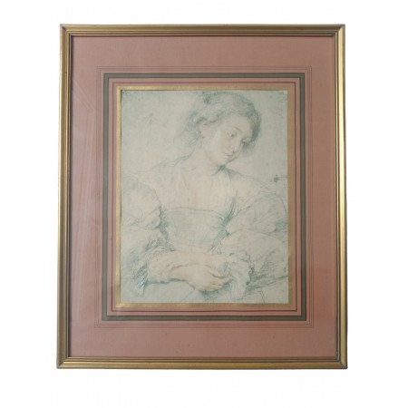 Mujer joven retrato de Estampe con Cruz - Peter - Peter Paul Rubens (1577-1640)