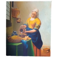 Painting portrait oil on canvas "The Dairy" after Johannes Vermeer (1632-1675)