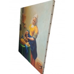 Oljeportrettmaleri på lerret "The Milkmaid" etter Johannes Vermeer (1632-1675)