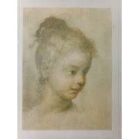 Ancien dessin portrait de jeune fille - Rosalba Carriera (1675-1757)