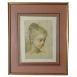 Ancien dessin portrait de jeune fille - Rosalba Carriera (1675-1757)