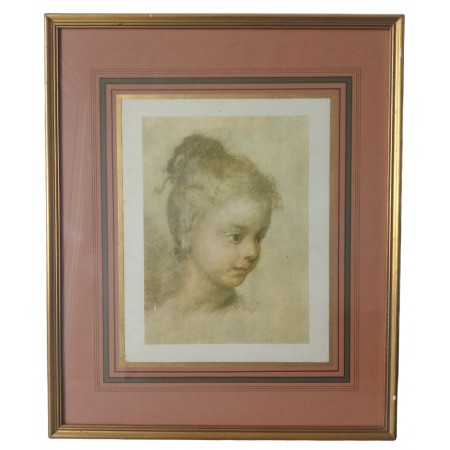 Lithografie portret van een jong meisje - Rosalba Carriera (1675-1757)