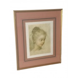 Lithographie-Porträt von jungem Mädchen - Rosalba Carriera (1675-1757)